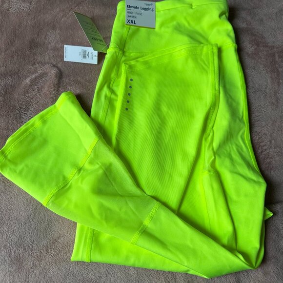 Old Navy Active Elevate Go-Dry High-rise Leggings XXL Fluorescent Yellow NWT - Picture 1 of 12